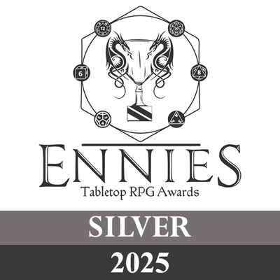 ENNIES Tabletop RPG Awards logo with silver award designation and year on a white background