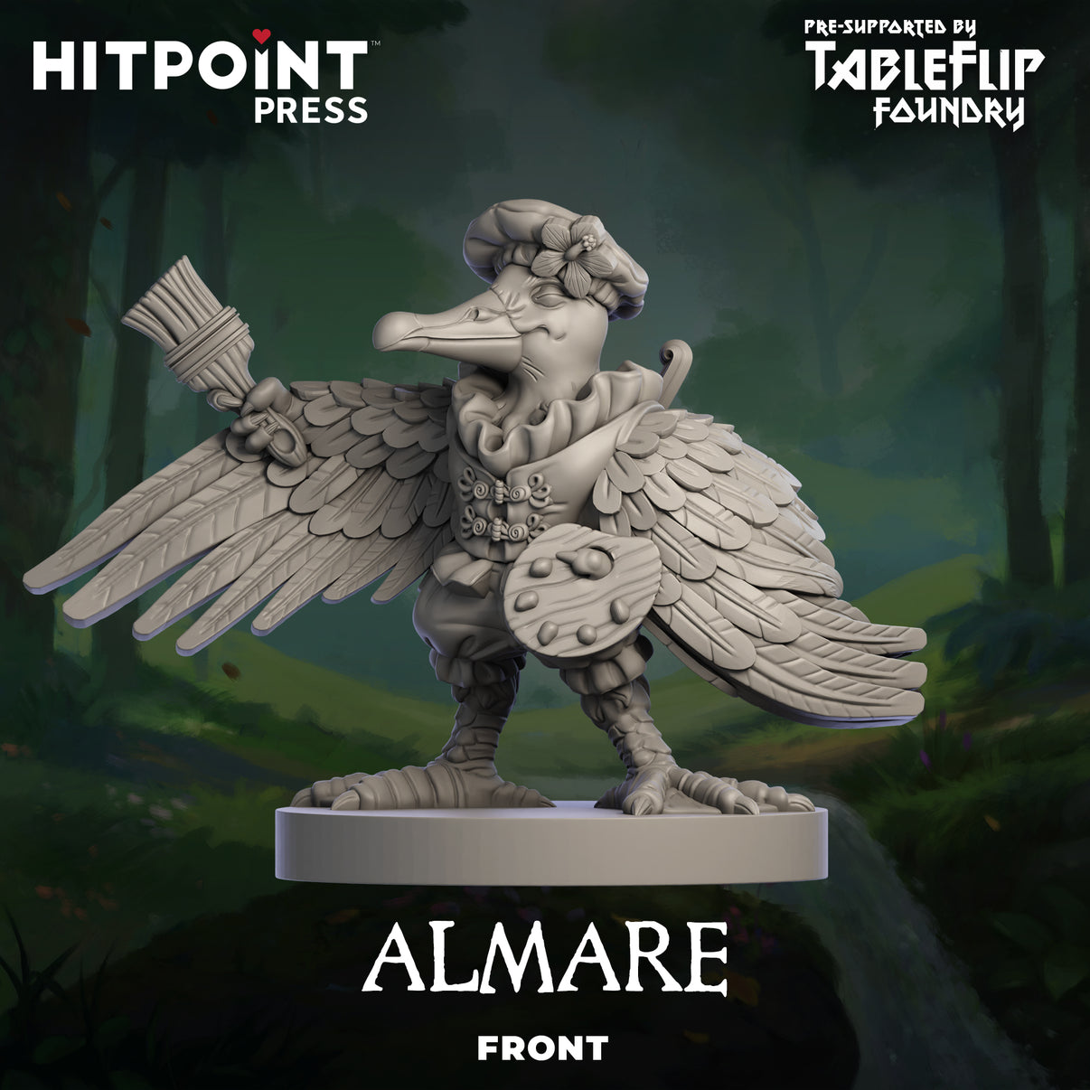 A prototype photo of the front of a Almare figurine.