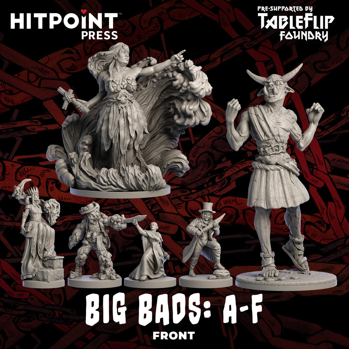 A photo of Big Bads: A-F figurines.