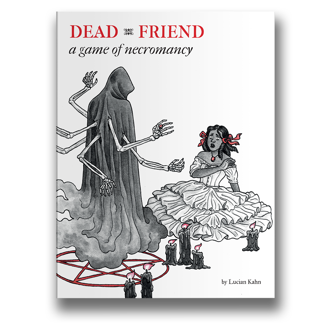 The book cover for the game "Dead Friend: a game of necromancy".