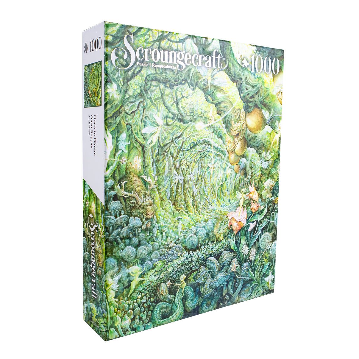 A packaged jigsaw puzzle with a floral and garden design on the box cover, indicating the theme 'Gaea in Bloom'.
