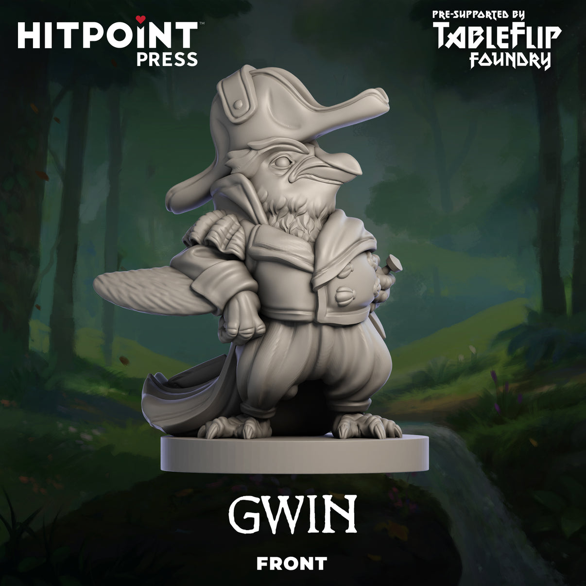 A prototype photo of the front of a Gwin figurine.