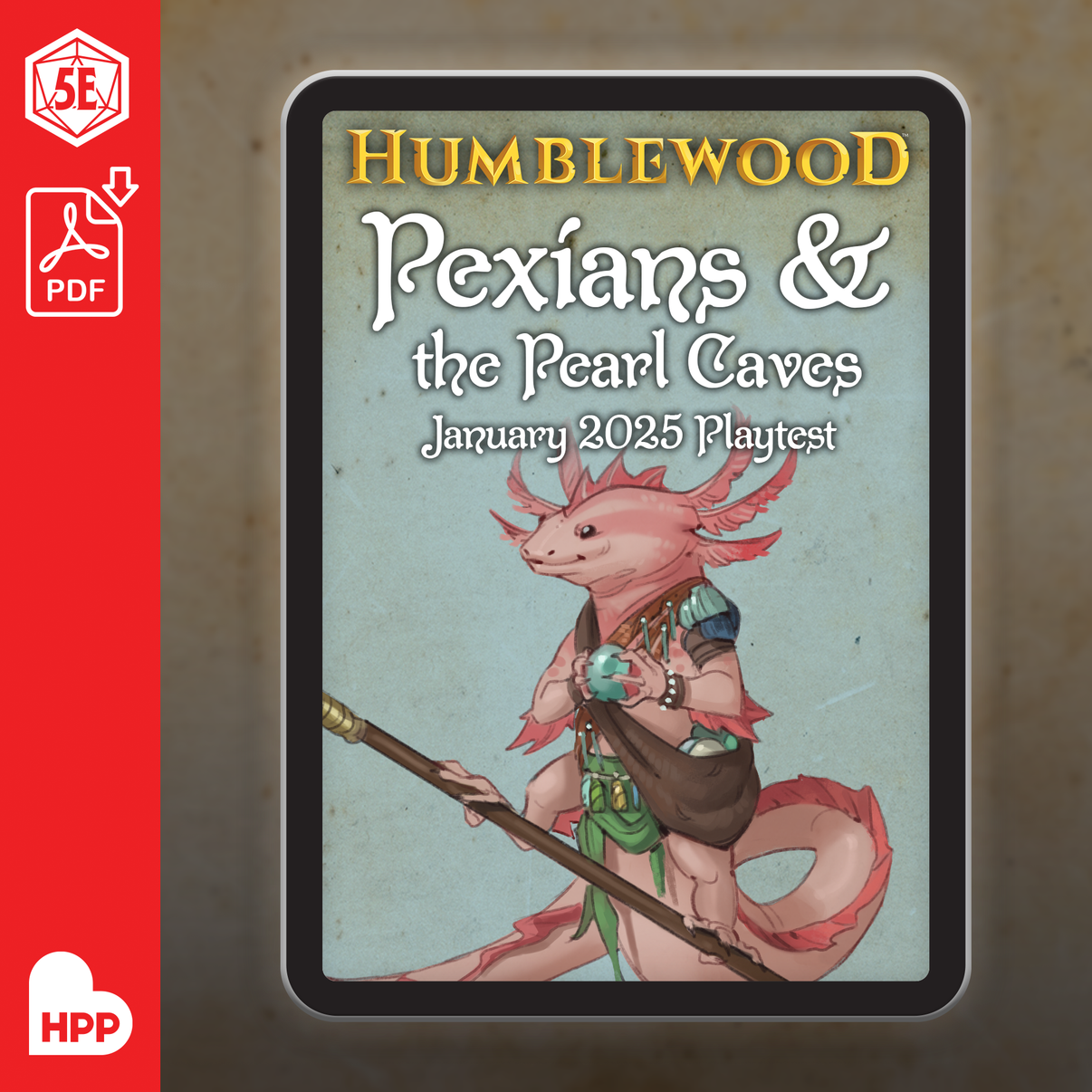 The PDF illustrated cover for Humblewood: Pexians & the Pearl Caves January 2025 Playtest.