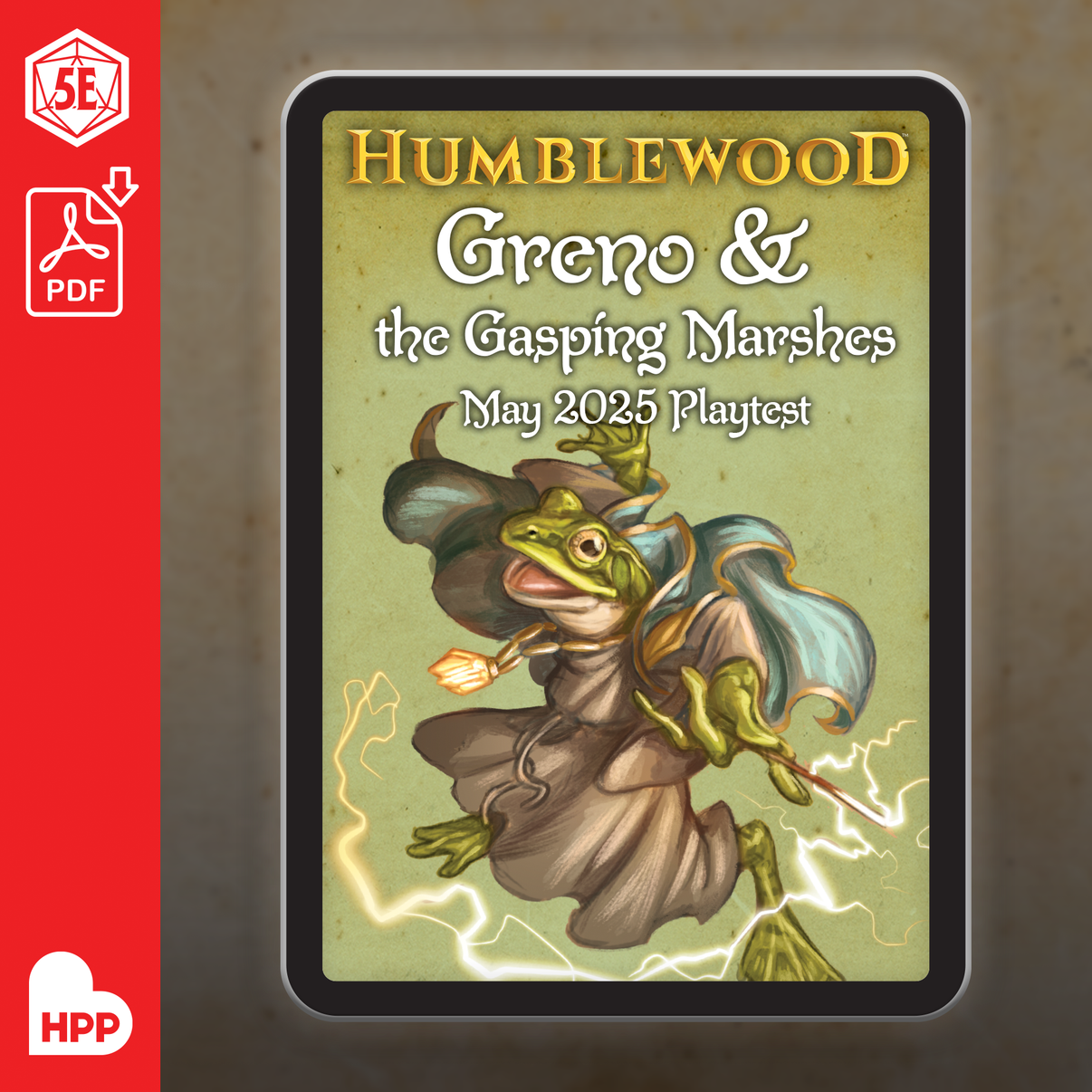The PDF illustrated cover for Humblewood: Greno & the Gasping Marches May 2025 Playtest.