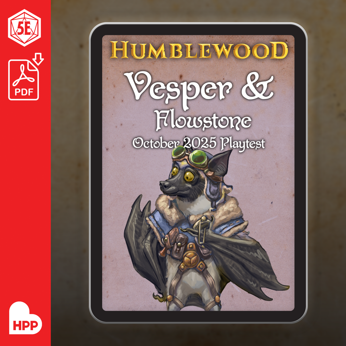 The PDF illustrated cover for Humblewood: Vesper & Flowstone October 2025 Playtest.
