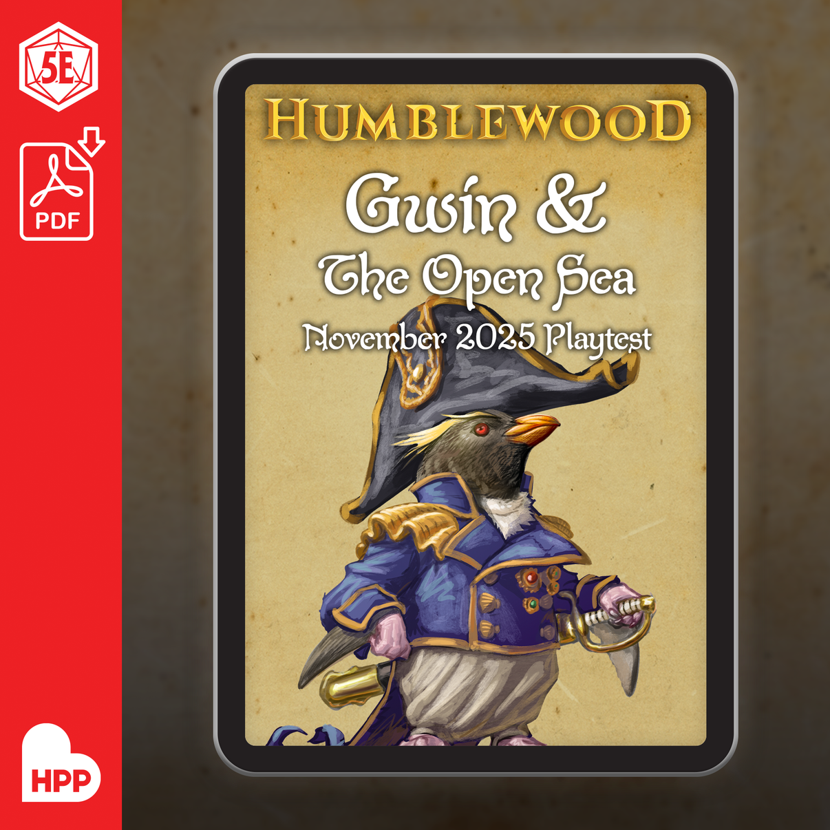 The PDF illustrated cover for Humblewood: Gwin & The Open Sea November 2025 Playtest.