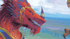 A sketched image of a dragon with a gold headband.