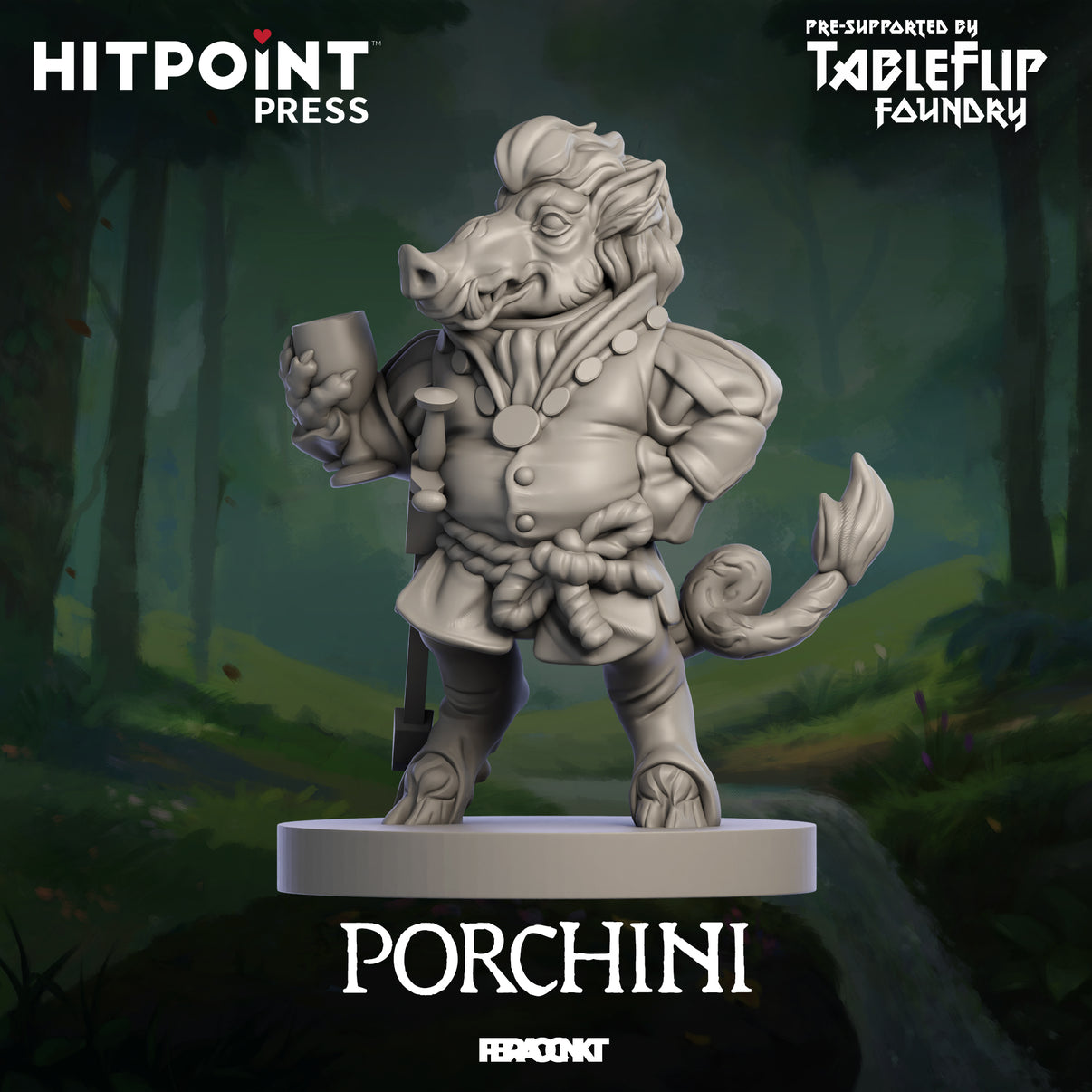 A prototype photo of the front of a Porchini figurine.