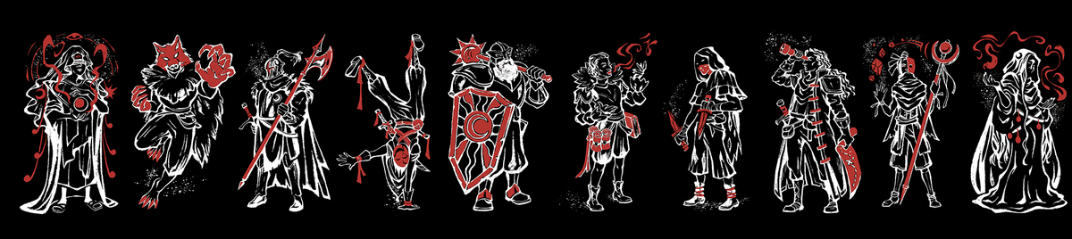 An illustration of every playable character from One Last Fight.