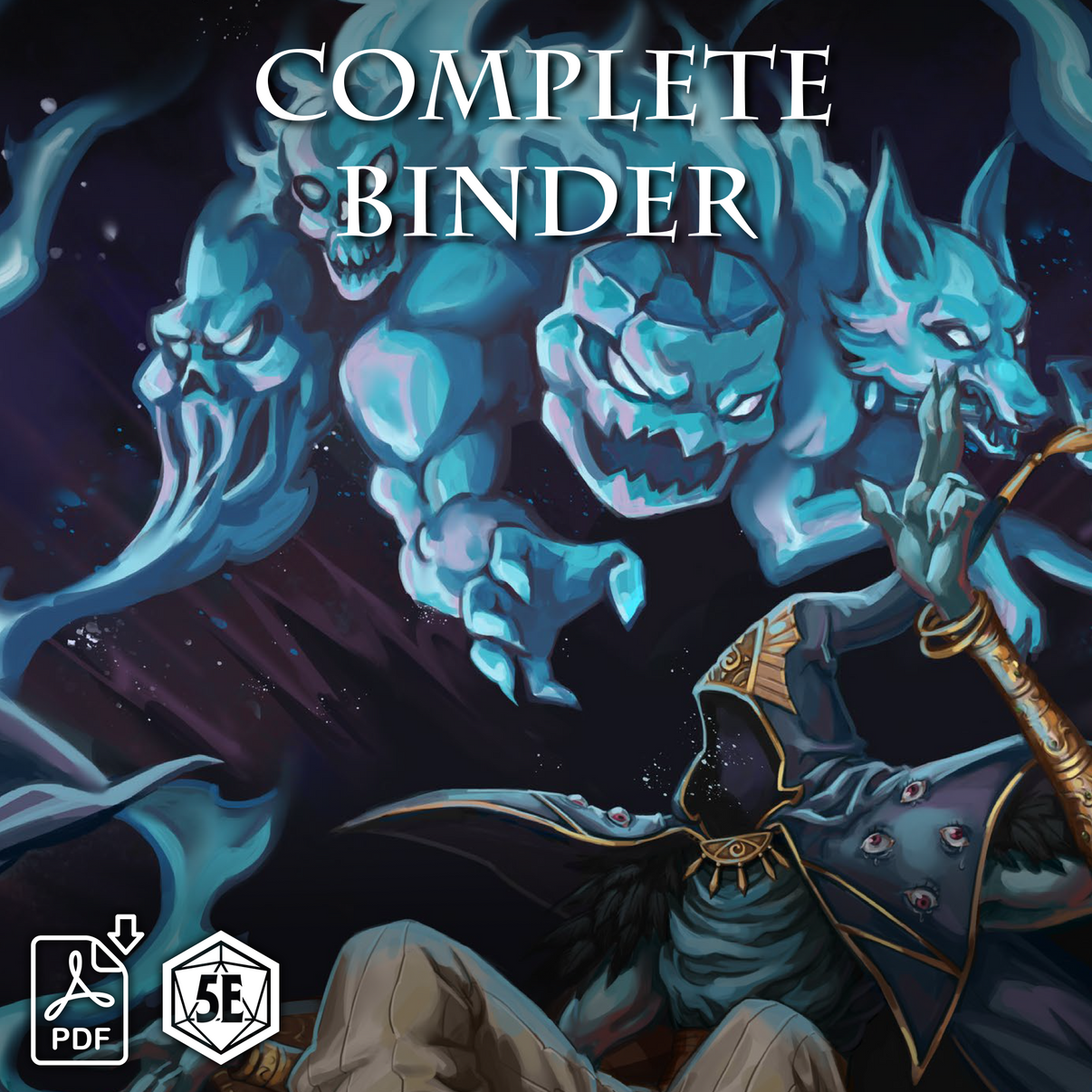Cover of 'Complete Binder' with fantasy characters and text on a dark background