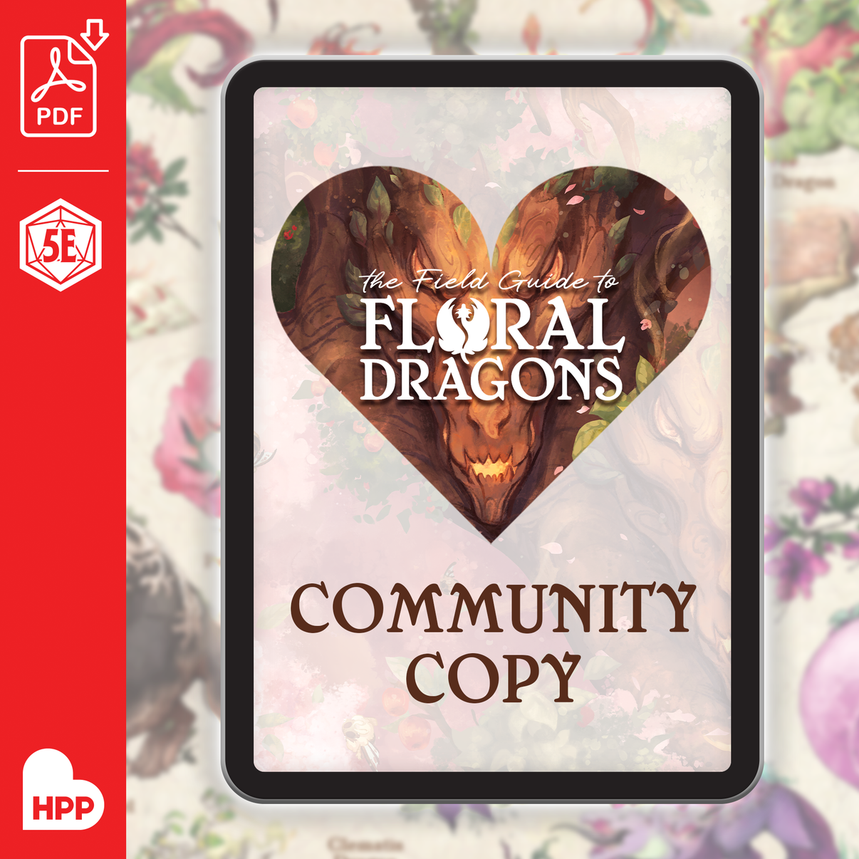 The PDF illustrated cover for The Field Guide to Floral Dragons: Community Copy.
