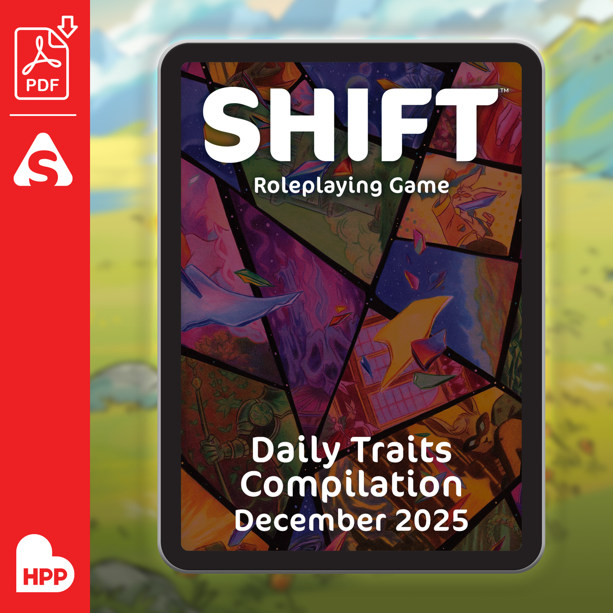 The PDF illustrated cover for Shift: Daily Traits Compilation December 2025.