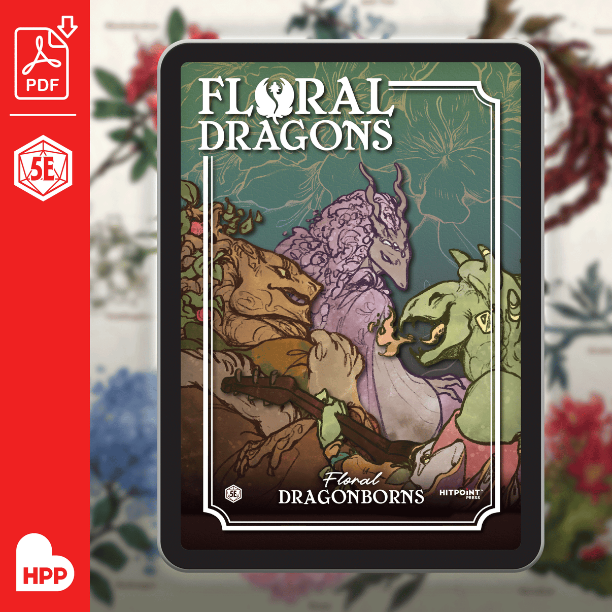 The PDF illustrated cover for Floral Dragons: Floral Dragonborns.