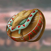 Decorative bag with a mask design on a blurred background